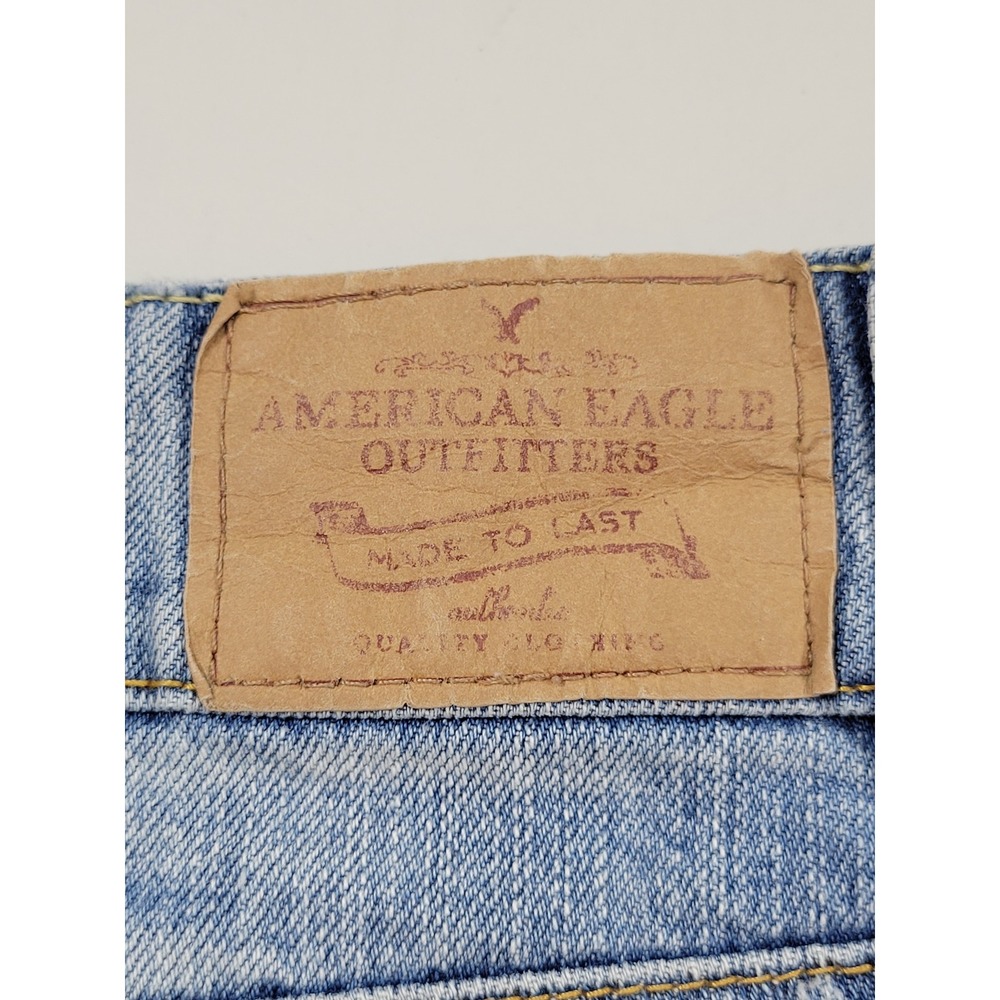 Y2K American Eagle Denim Short Women 4 Blue Excellent Distressed Low Rise Cuffed - Picture 8 of 9